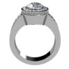 Round Diamond Halo Engagement Ring Double Row Shank Diamonds