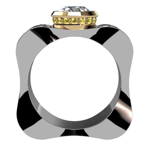 Modern Bezel Diamond Ring with Diamond Trails