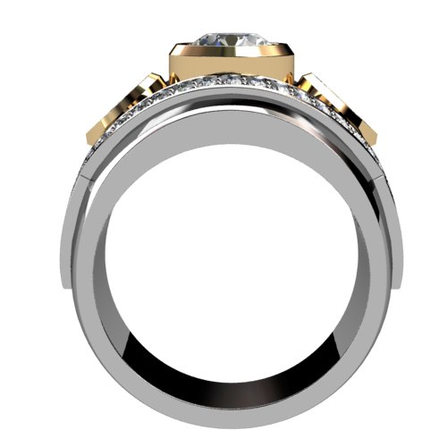 3-Stone Diamond Bezel with Diamond Trail