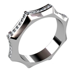 Rolling Octahedron Channel-Set Diamond Eternity Band