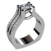 Princess Diamond Engagement Ring Triple Shank Pave Diamonds