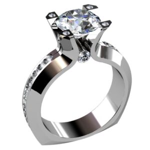 Round Diamond Engagement Ring Channel-Set Side Diamonds with Surprise Diamonds