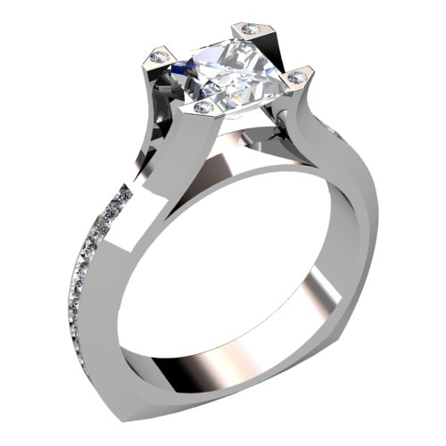 Round Diamond Engagement Ring Channel-Set Side Diamonds