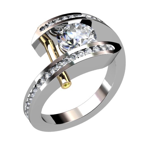 Bypass Diamond Ring with Gold Bridge