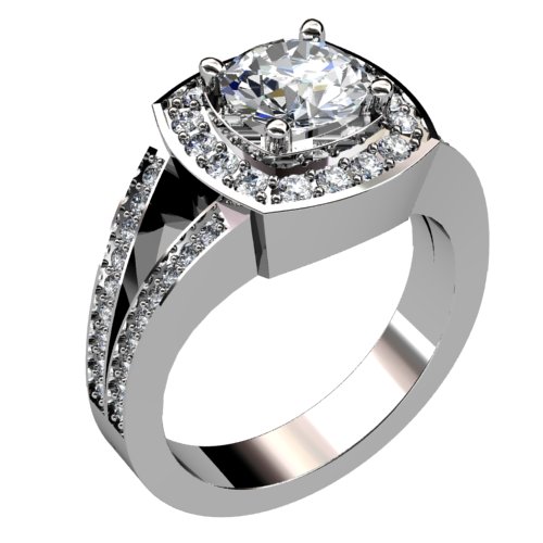 Diamond Halo Split Shank Ring