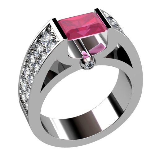 Ruby and Diamond Double Row Ring