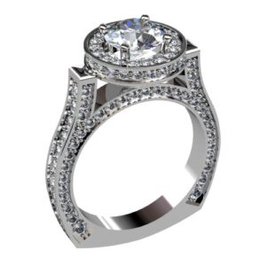 Round Diamond Halo with Pave Ring