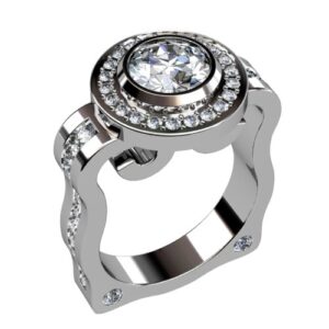 Curvy Diamond Halo Ring