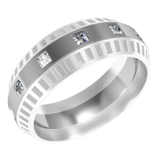 Princess Diamond Men's Wedding Band