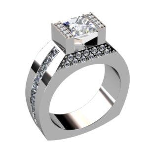 Princess Diamond Center Engagement Ring Accent Diamonds