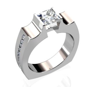 Princess Diamond Engagement Ring with Side Diamonds