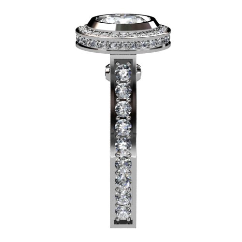 Halo Diamond Ring with Surprise Diamonds and Shank Diamonds