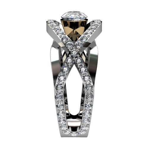 Marquise Diamond Ring Criss-Crossing Shanks