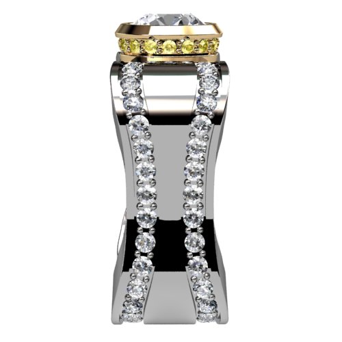 Modern Bezel Diamond Ring with Diamond Trails