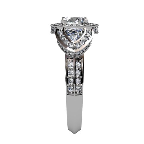 3-Stone Diamond Halo Ring