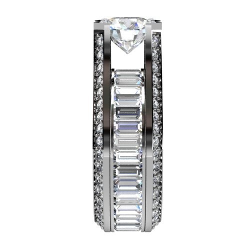 Bridged Diamond Ring with Channel Set Diamond Baguettes