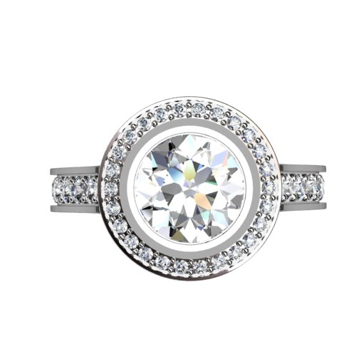 Halo Diamond Ring with Surprise Diamonds and Shank Diamonds