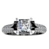 Princess Diamond Engagement Ring 3-Row Diamond Sides