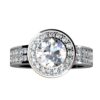 Round Diamond Halo Engagement Ring Double Row Shank Diamonds