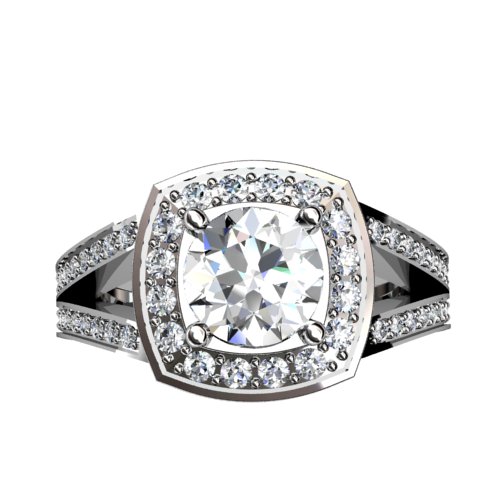 Diamond Halo Split Shank Ring