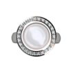 Pearl and Diamond Halo Ring