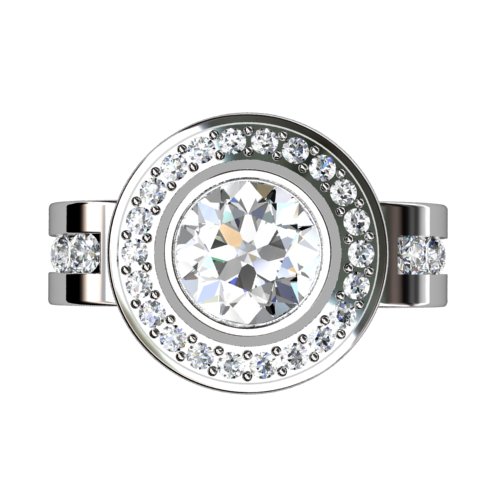 Curvy Diamond Halo Ring