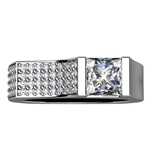 Offset Modern Princess and Pave Diamond Ring