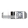 Modern Off-Center Princess Diamond with Split Pave Side Diamonds