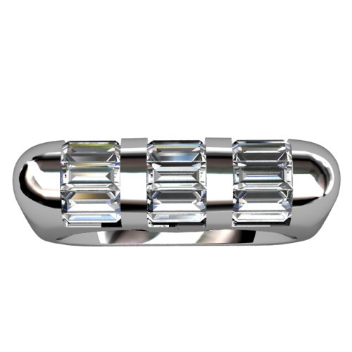 Triple Row Diamond Baguette Band