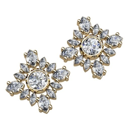 Diamond-Shaped Diamond Halo Earrings